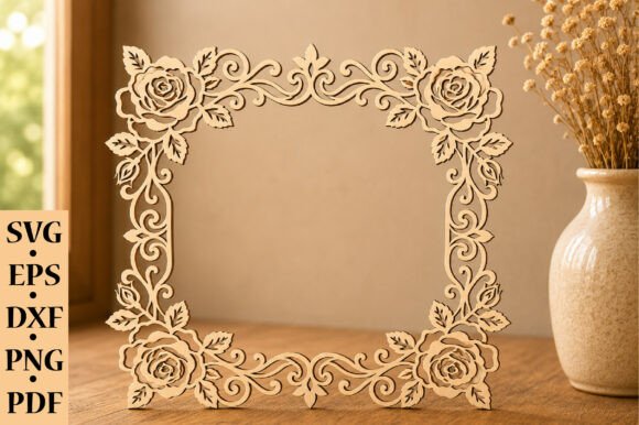 Download Rose Floral Square Frame SVG Bundle - Square Collection