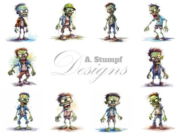 Download Funny Zombie Digital Watercolor Clipart - Premium Resources